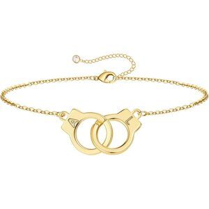 Initial Handcuff Bracelets Women Girls Gold Plated Personalized Gift